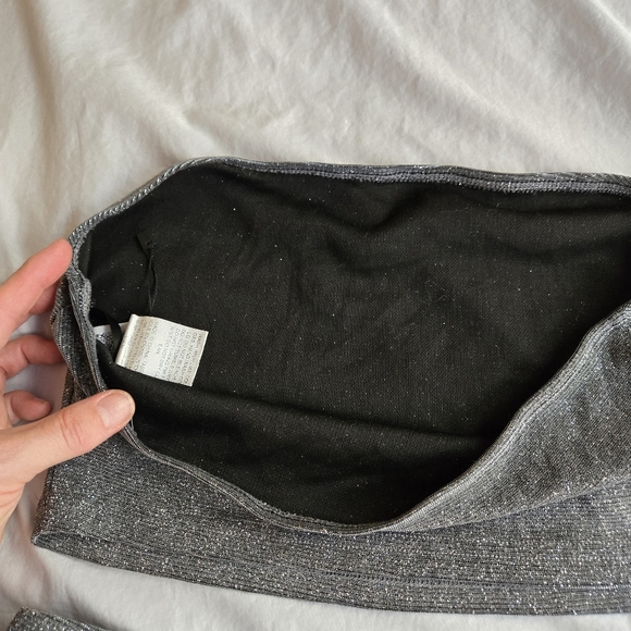 Shein SXY Silver Glitter Stretchy Tube Top & Flare Pants Set Party Evening - Picture 11 of 12